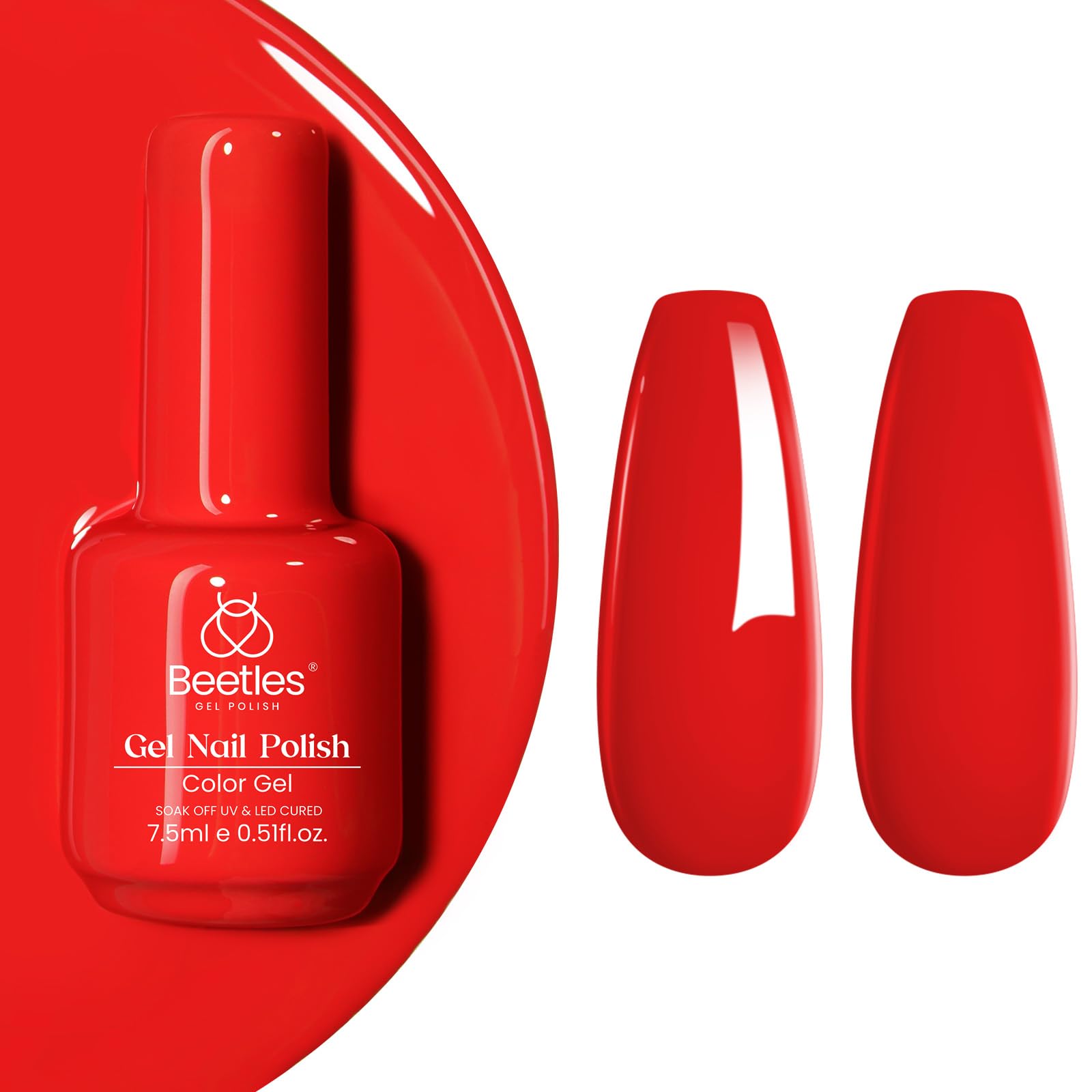 Beetles Red Gel Polish - 1 Pcs 15ml 0.51 FL.OZ Red Color Soak Off U V LED Gel Polish Nail Art Design Manicure Salon DIY Salon
