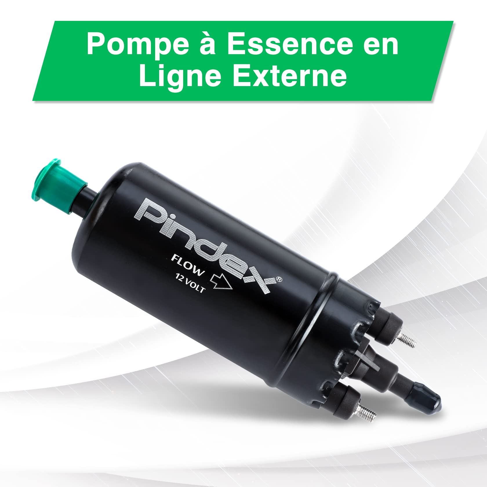 Pindex Pompe à Carburant Électrique: 125 PSI Pompe à Essence en Ligne Externe Haute Pression 12 V pour Essence, Diesel, Transfert d’essence Universelle Remplacement - Noir