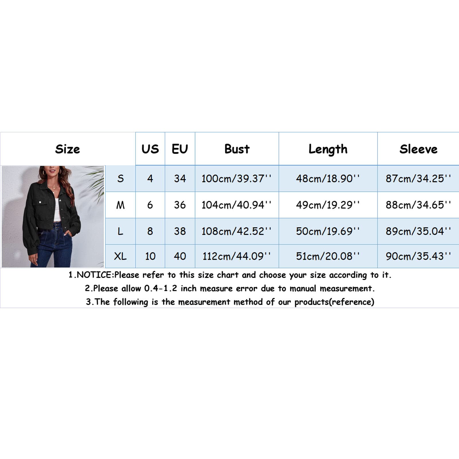 Generisch Manteau de maternité en velours côtelé pour femme - Manches longues - Veste de ski noire pour femme
