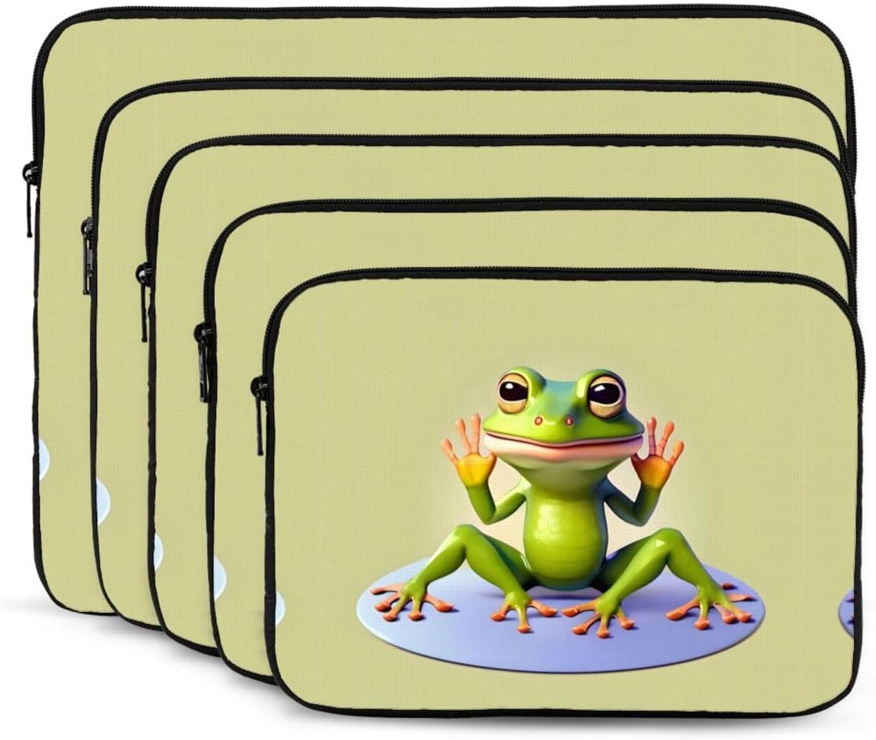 The Funny Frog Doing Yoga Printed 17 inch Laptop Case, Business/Office Commuter Laptop Case image 2
