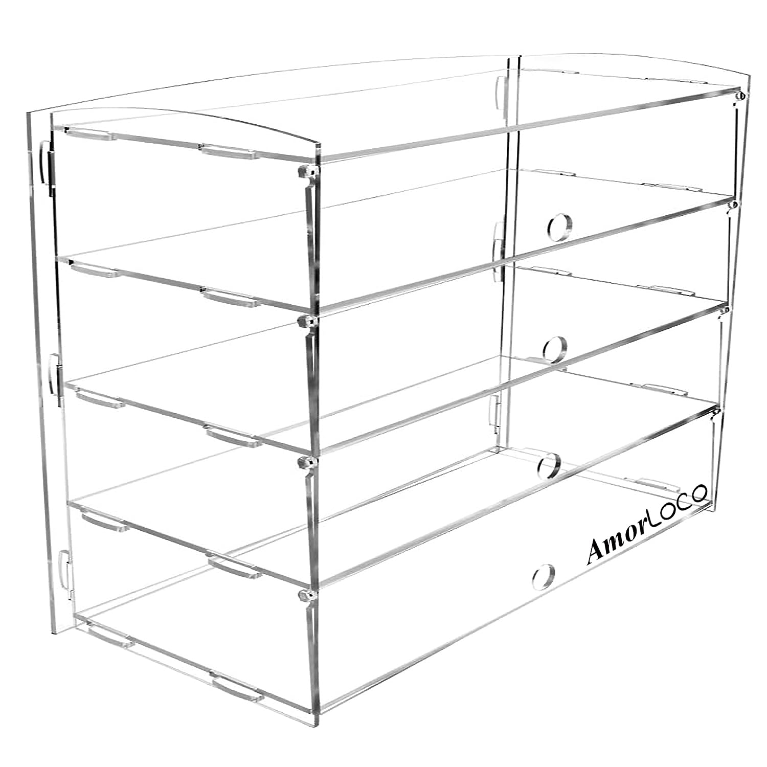 Vitrina de 4 niveles para panadería, repostería, vitrina de acrílico transparente, gabinete comercial, sándwiches, pan, caja de almacenamiento de donas, queso, galletas, soporte organizador de