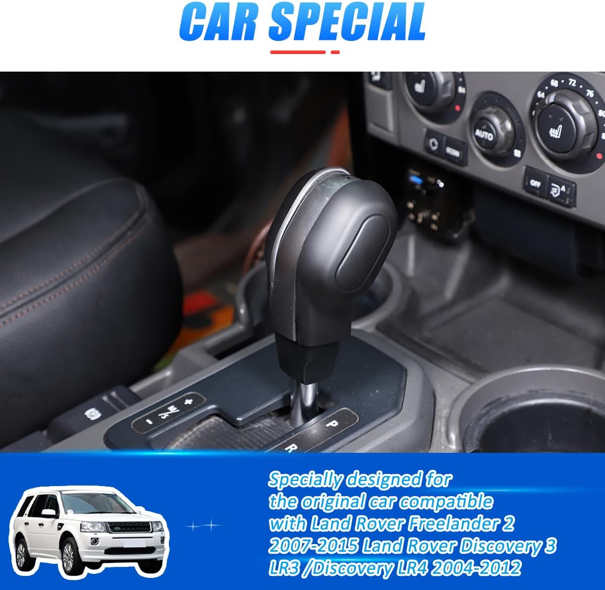 Matte Black for Land Rover Freelander 2 2007-2015 Car Center Gear Shift Head Cover Trim for Land Rover Discovery 3 4 LR3 LR4 2004-2012