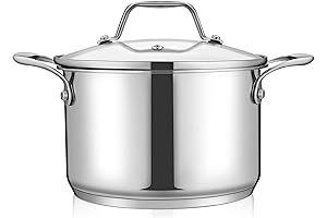 NutriChef Heavy Bottom 3-Quart Stainless Steel Stockpot with Glass Lid