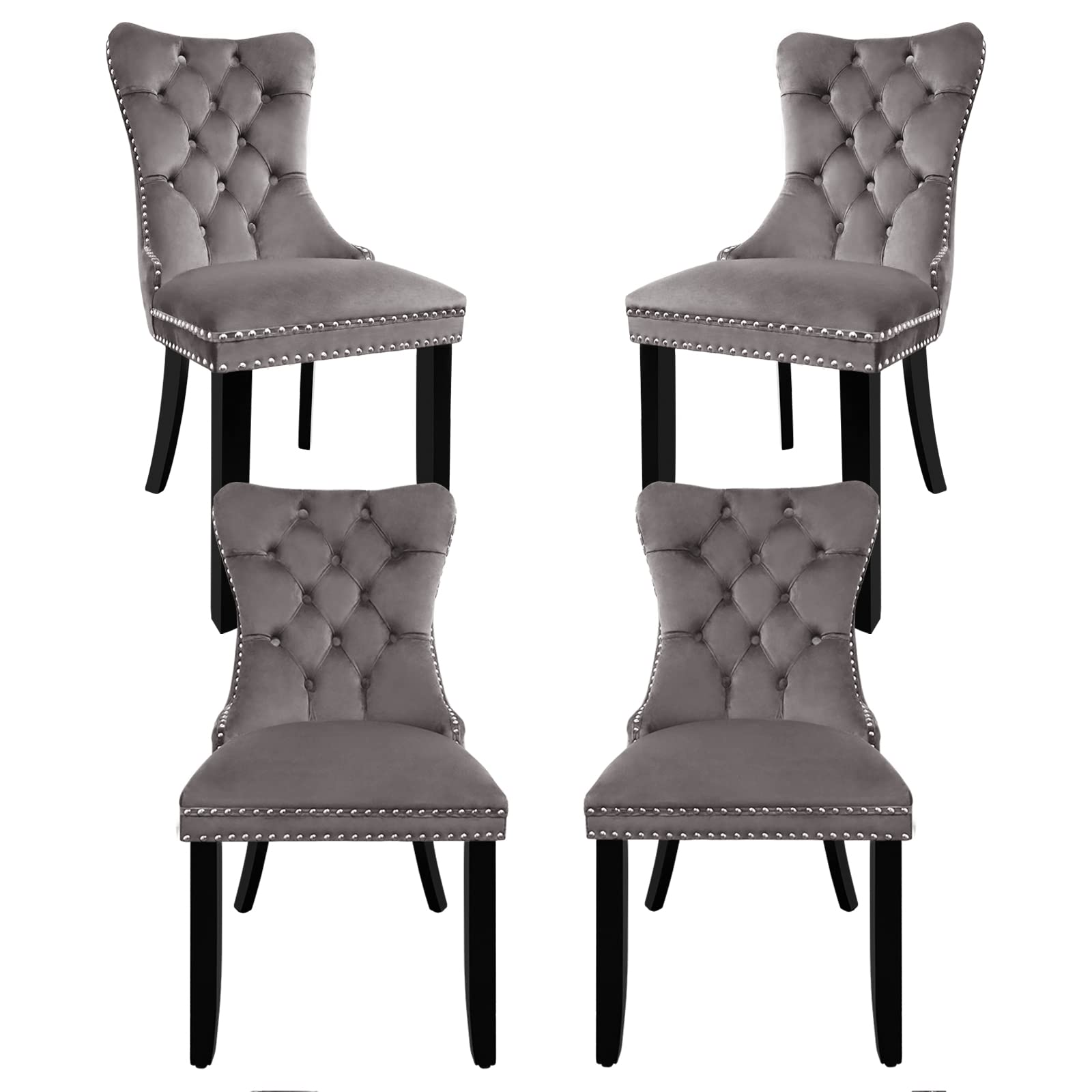 Fangflower Velvet Upholstered Kitchen & Dining Room Dining Chairs Set