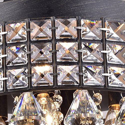 Jolie Iron Shade Crystal Flush Mount Chandelier - Thumbnail 7