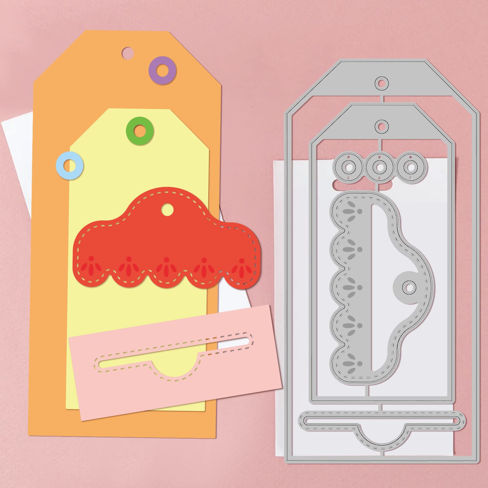 GLOBLELAND Fustelle Ad Angolo Trama per Scrapbooking Fai Da Te Linea Bordo Fustelle Tagli per Goffratura Modello per Carta Creazione di Carte Decorazione Album Decorazioni Artigianali