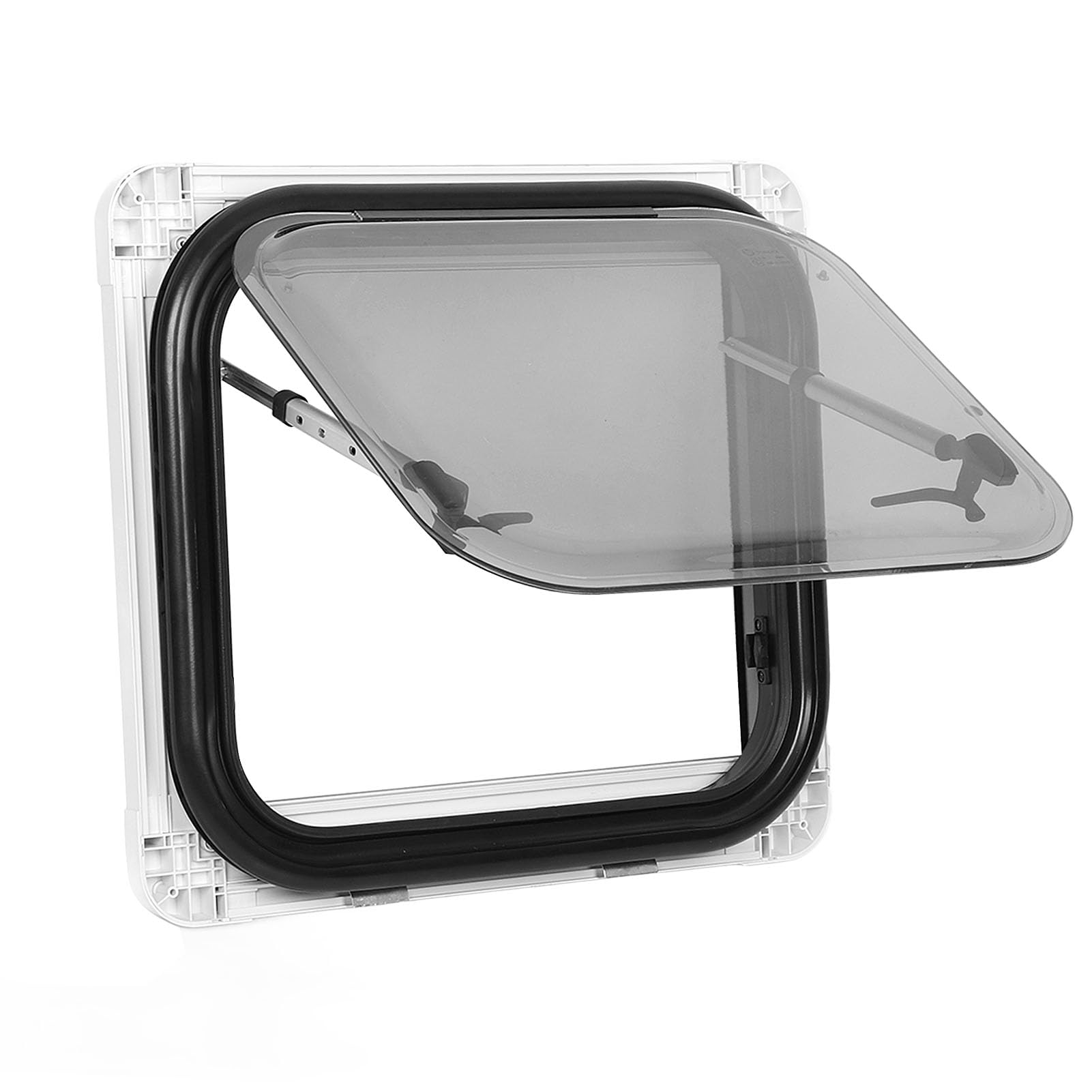 Fenêtre Coulissante pour Camping-Car, Fenêtre d'aération Double Couche en Acrylique 530 X 480 Mm avec Filet Anti-Insectes, Rideau d'intimité, Résistant aux UV, Isolation Thermique et
