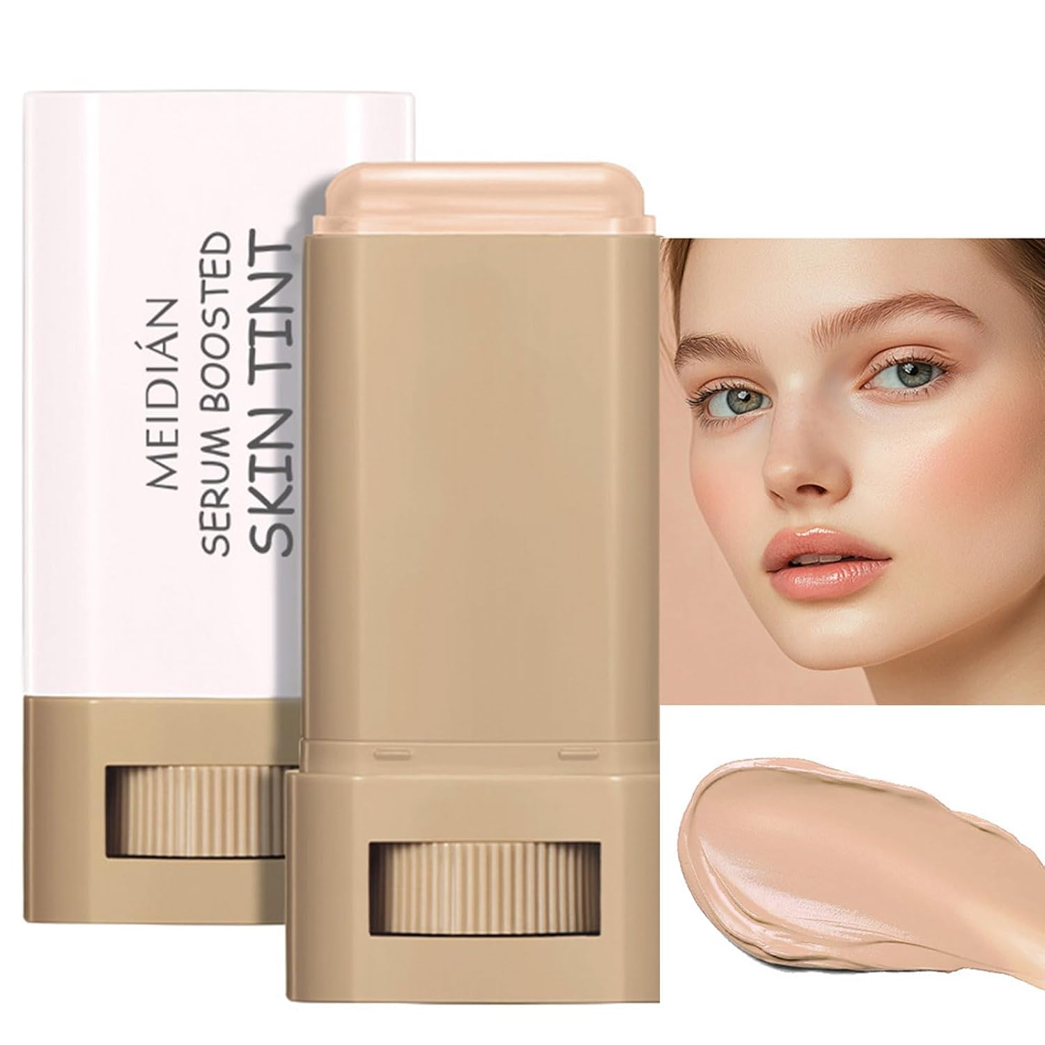 Cream Concealer Foundation Stick, Long‑Wear Waterproof Full Coverage Contour Makeup Stick, Buildable Coverage for Dark Circles Blemishes, 6‑Color Available Face Foundation Stick 4#