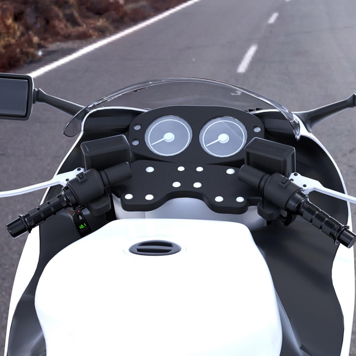 Puños Eléctricos Calefactables Pantalla Digital para Manillar de Motocicleta Ajustable, Nylon y Tpu, Instalación para Atv y Moto de Ruedas