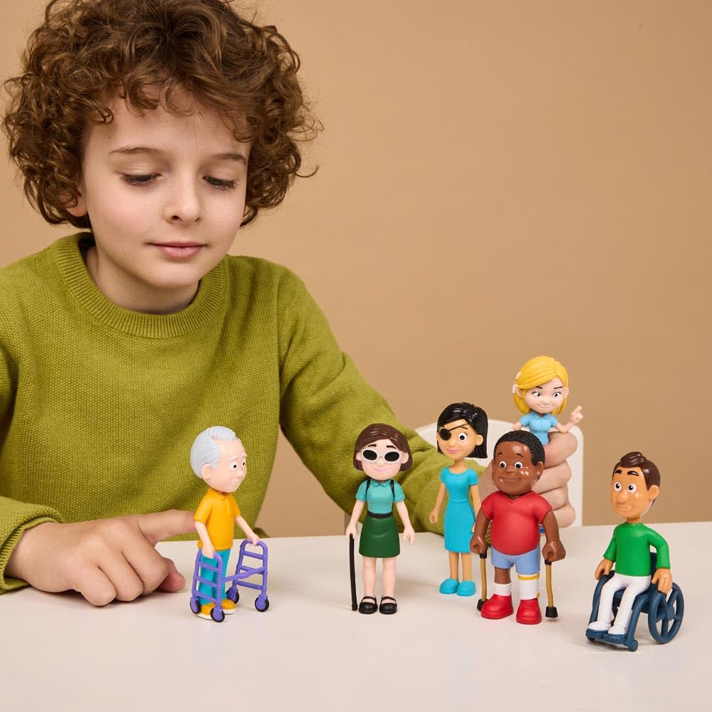 Miniland Ensemble de Personnages sur la diversité Fonctionnelle – 6 poupées incluses pour Jeu Symbolique, Jeu éducatif sur Inclusion, éducation émotionnelle et valeurs, 2 Ans et Plus