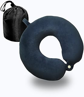 Reisekissen, Nackenkissen für Reisen, Memory-Schaum, Stützkissen für Flugzeug, kompakt, leicht, Schnellpack für Camping, Büro, Schlafruhe (blau)