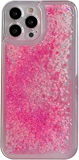 Tivenfezk Funda líquida fluorescente para iPhone XS/X, parachoques flotante que brilla en la oscuridad, cubierta luminosa de arena movediza con purpurina, color rosa
