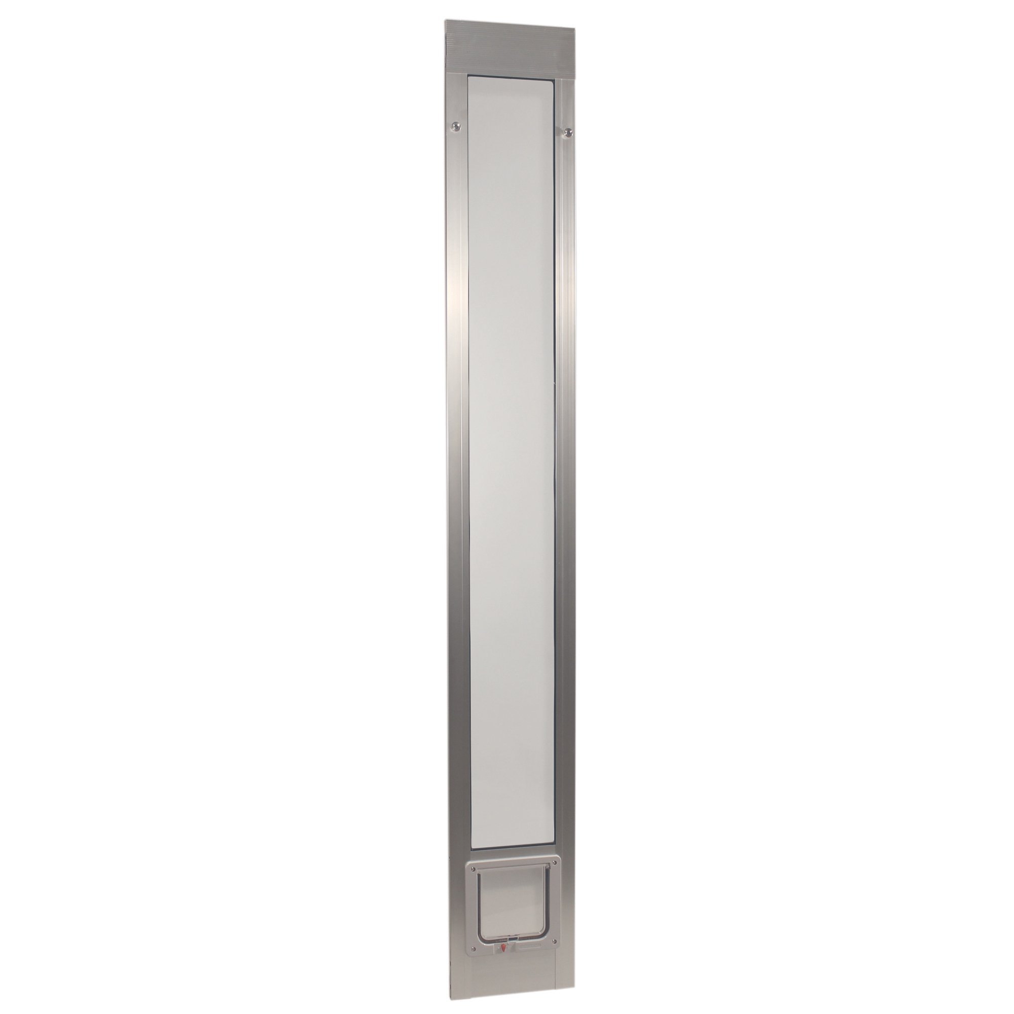 Ideal Pet Products Aluminum Pet Patio Door, Adjustable Height 77-5/8" to 80-3/8", 6.25" x 6.25" Cat Flap, Mill/Silver