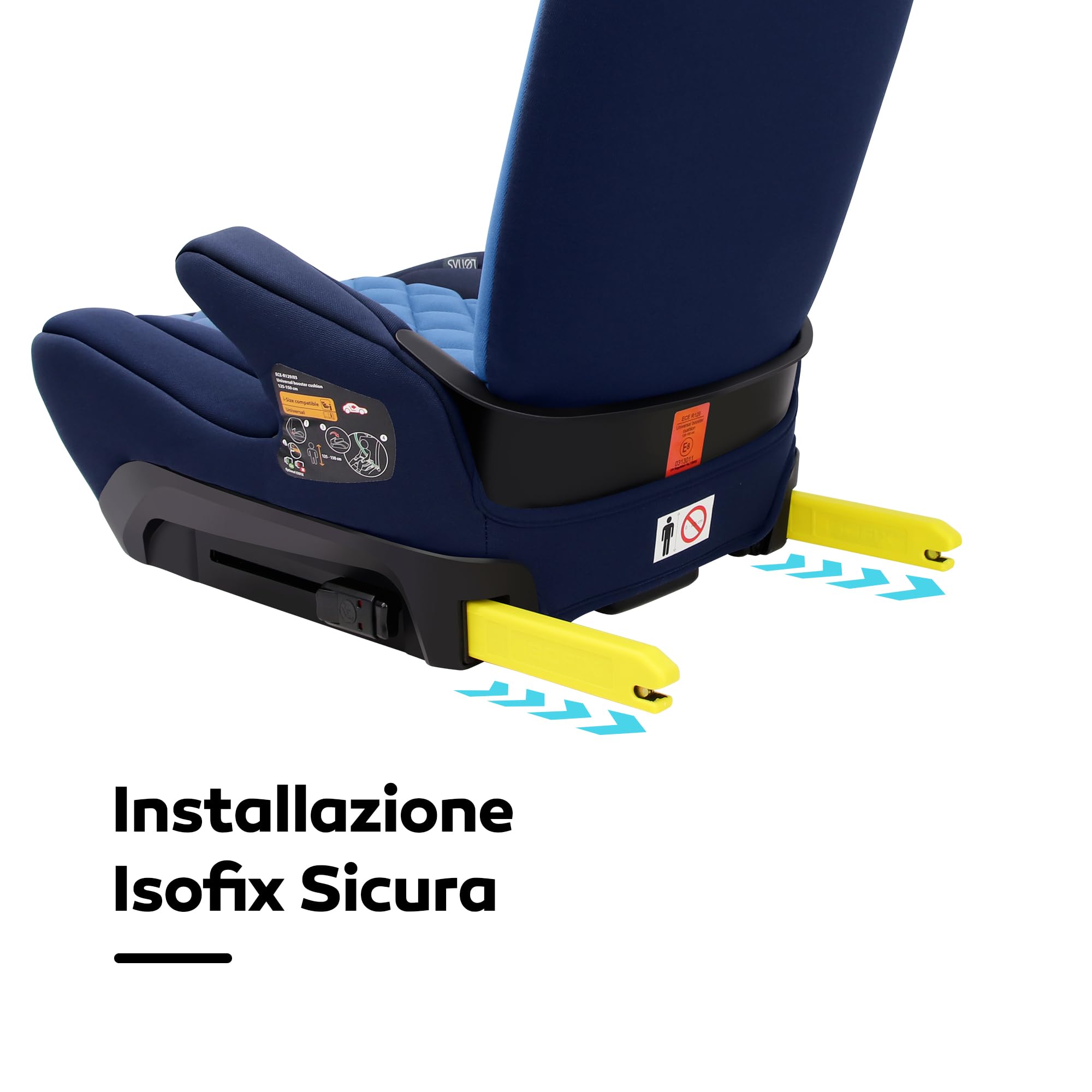 LETTAS I-SIZE Seggiolino Auto ISOFIX Gruppo 3 (125-150cm, 22-36 kg) Rialzo Auto Per Bambini dai 6 ai 12 anni (Marina Militare/Blu)