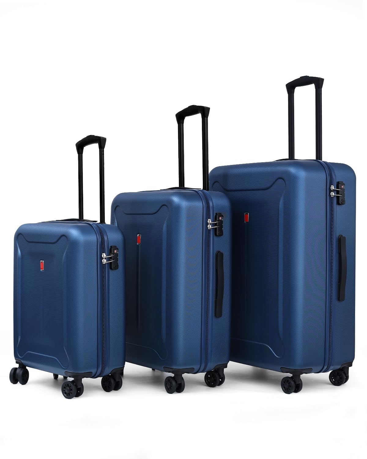 Widfre Luggage 3 Pieces Set Suitcase ABS with Spinner Wheels TSA Approved Hardshell Travel Lightweight(Navy)