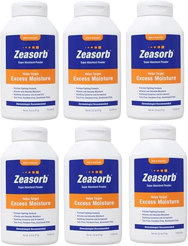 Zeasorb Polvo superabsorbente de prevención - 2.5 onzas, paquete de 6