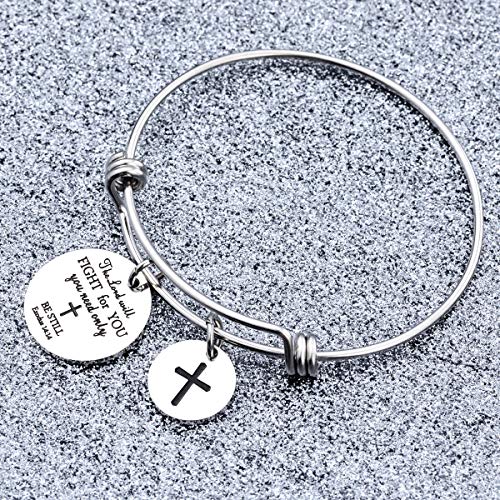 Image of Cross Adjustable Christian Bible Verse Bracelet Religious Jewelry | Inspirational scripture bangle, thoughtful confirmation faith gift for women teengirls