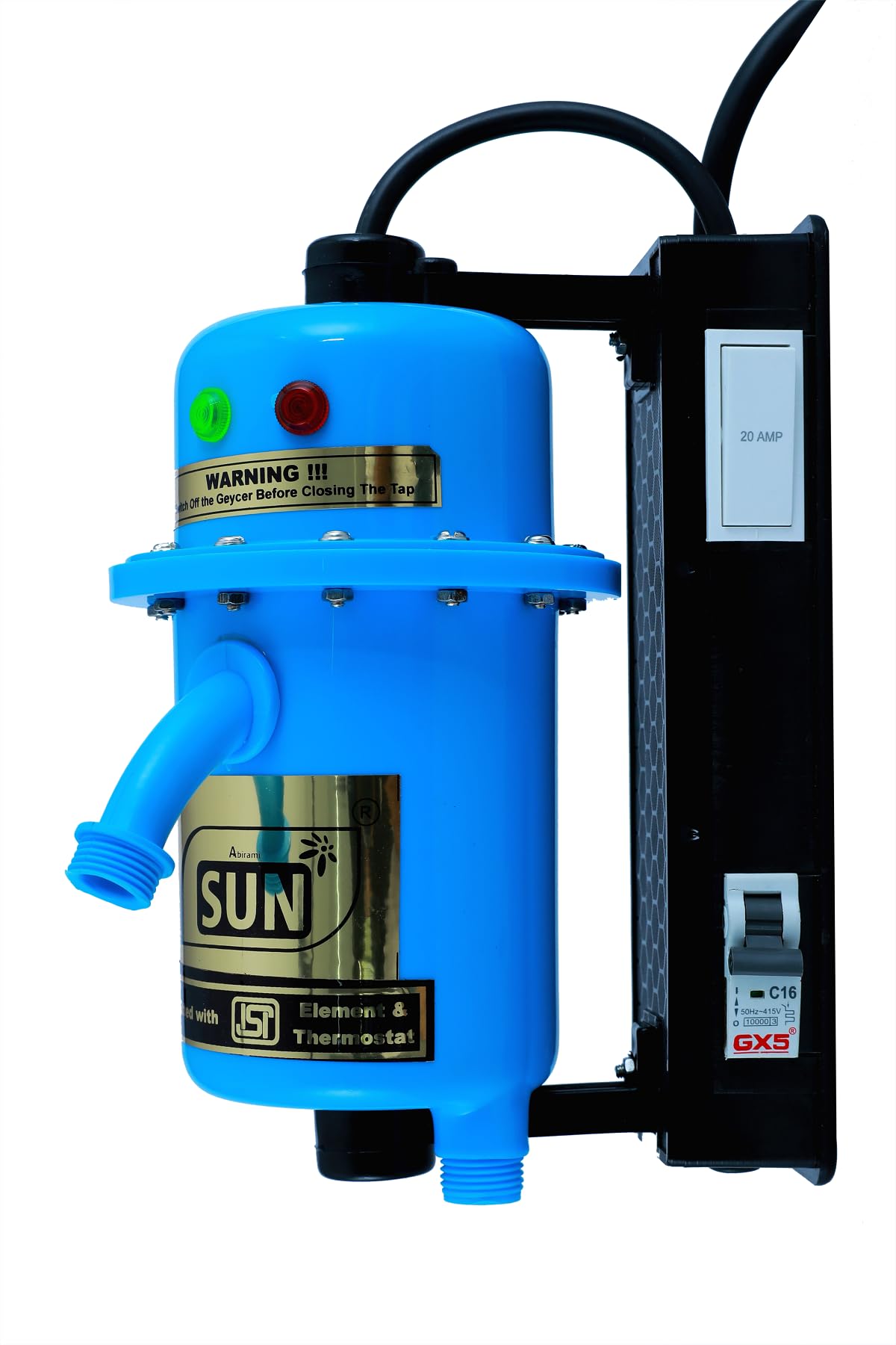 Abirami SUN Switch and MCB Model Instant Water Heater Geyser - 1L | Shockproof and Heat Resistant |ISI Certified | 40% Energy Saving | Copper Heating Element and Thermostat (3kW) - BLUE-image-38