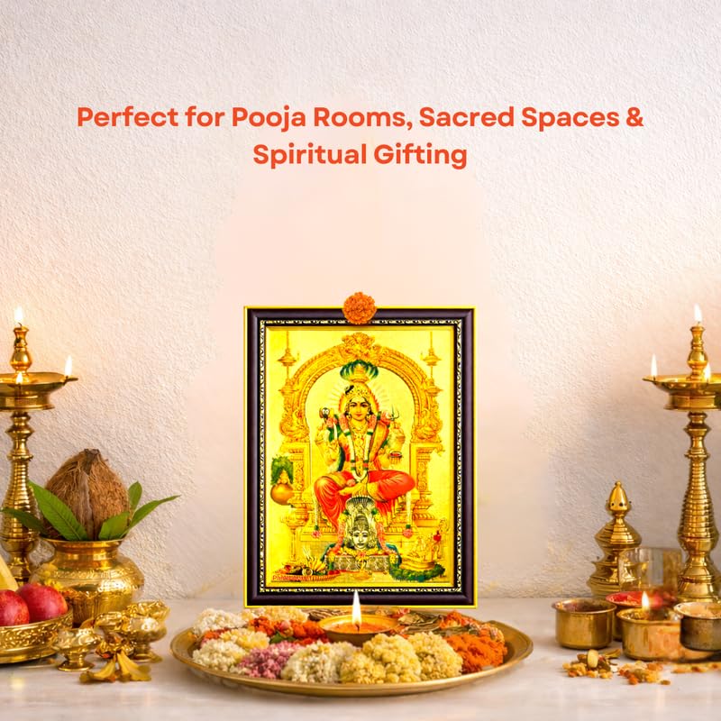 Image of Paramporul Gallery Karumariamman /Mariamman Gold Foil Photo Frame for Pooja Room, Hindu God Wall Decor, Ready to Hang, 10x14 Inch