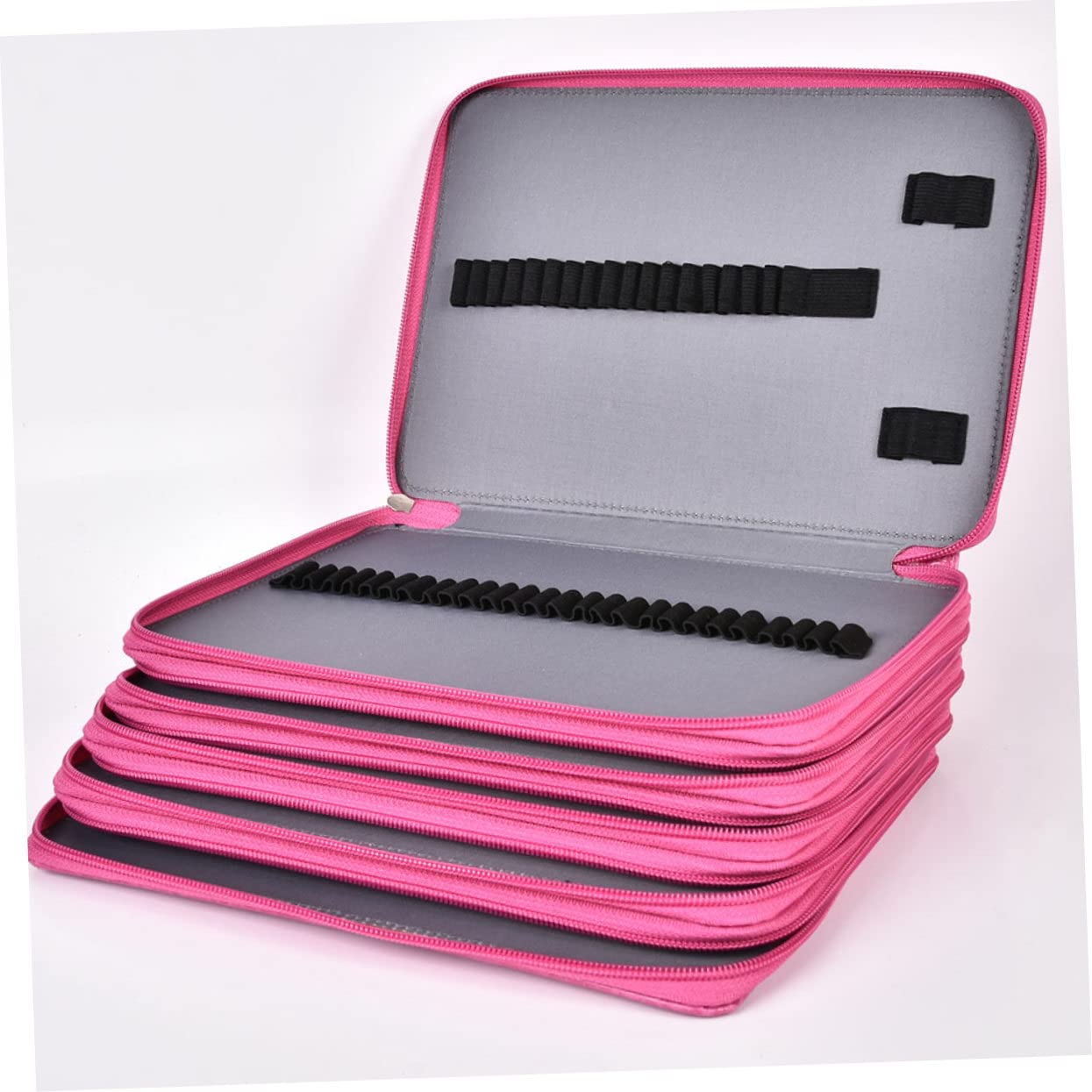 Trousse De Rangement Multifonctionnelle avec Compartiments pour Stylos Sac à Crayons Portable Rose pour Fournitures Scolaires Et Artistiques
