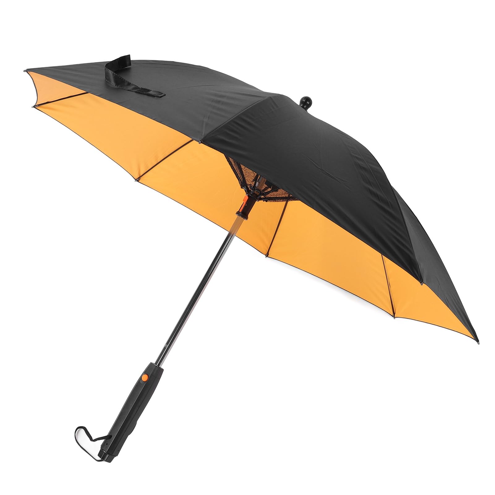 Przenośny Parasol z Wentylatorem i Systemem Zamgławiania na Letnie Podróże, Parasol Chłodzący 190T, Czarna Tkanina Impact