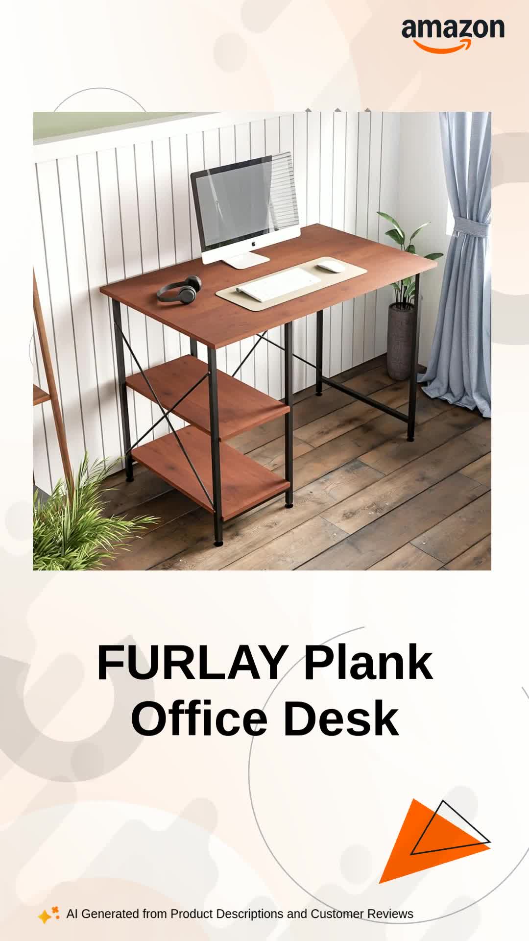 FURLAY Plank Office Desk and Study Table | 1 Year Warranty | Metal