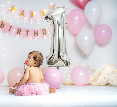 Miniatura 5 de Globo grande de plata número 1 de 40 pulgadas letras del alfabeto globos de helio números grandes para cumpleaños aniversario fiesta graduación