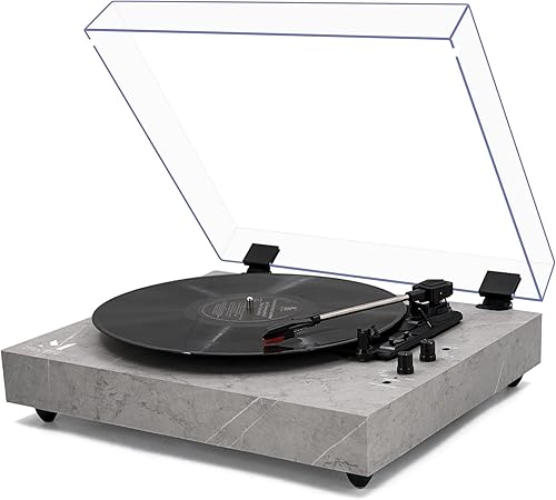 Tocadiscos vintage de 3 velocidades con entrada Bluetooth, reproductor de discos de vinilo con dos altavoces estéreo incorporados, parada