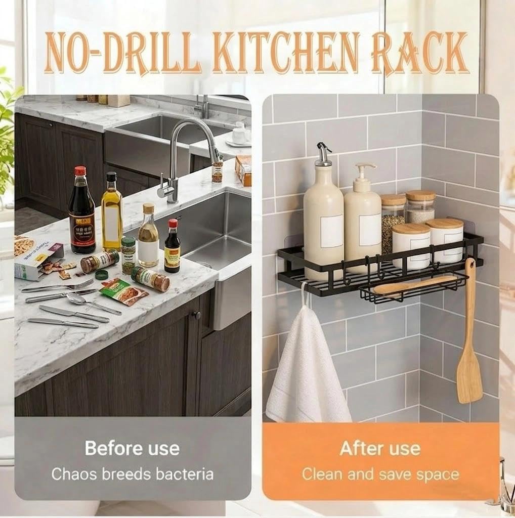 Portaspezie da Parete 2 Pezzi, Porta Spezie per Cucina Salva Spazio in Metallo Nero, 30 x 12,5 x 5 cm, Portaspezie da Appendere per Barattoli e Condimenti