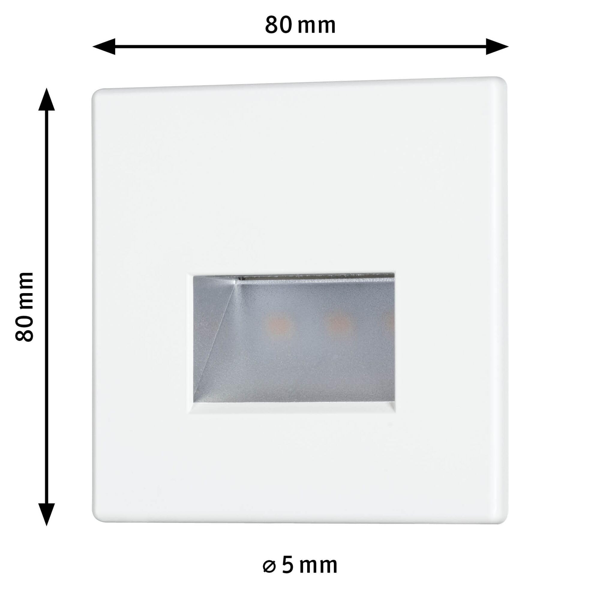Paulmann 93093 Luminaria empotrable LED, empotr.en la pared Edge Quadro set 80x5mm 50lm 230V cuadrada incl. 1x1,2 W, blanco mate, plástico 2700 K