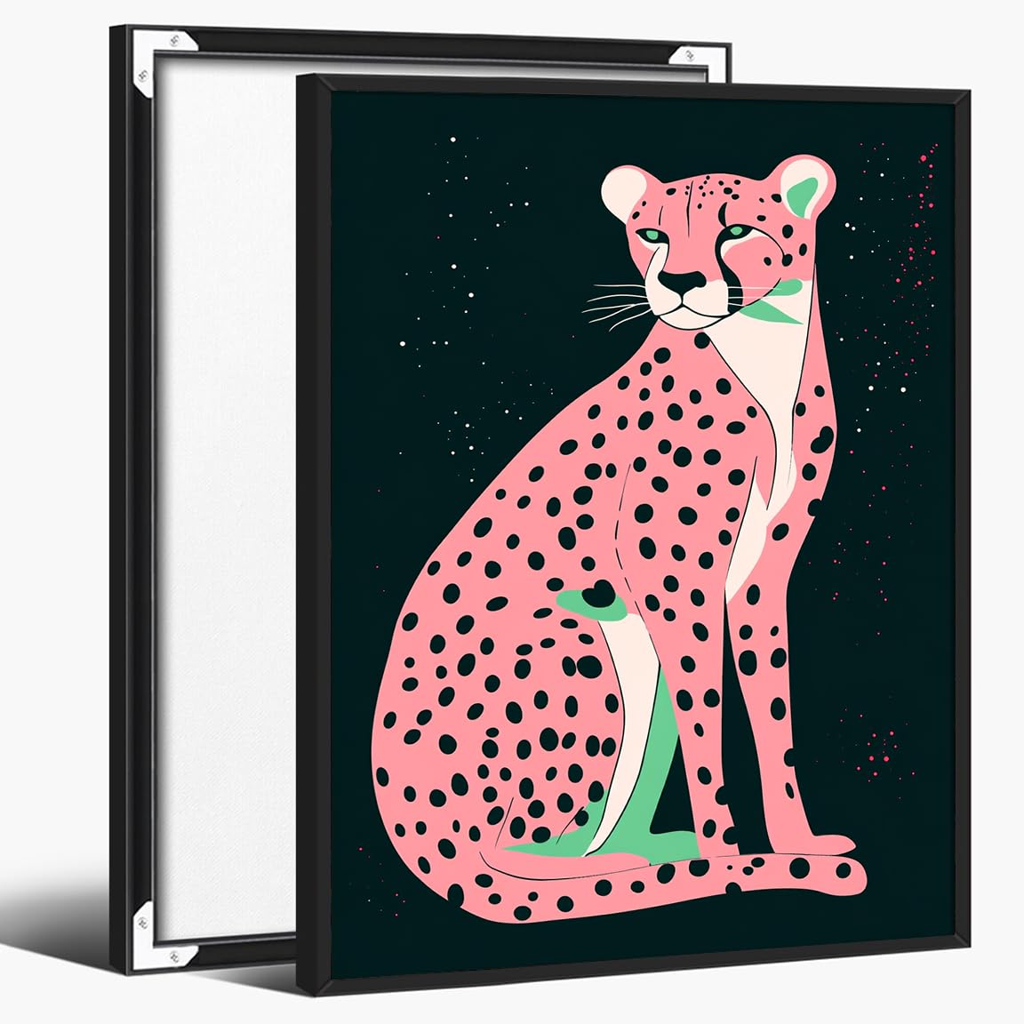 Amazon.com: Pink Cheetah on Green Art Print – Emerald Green