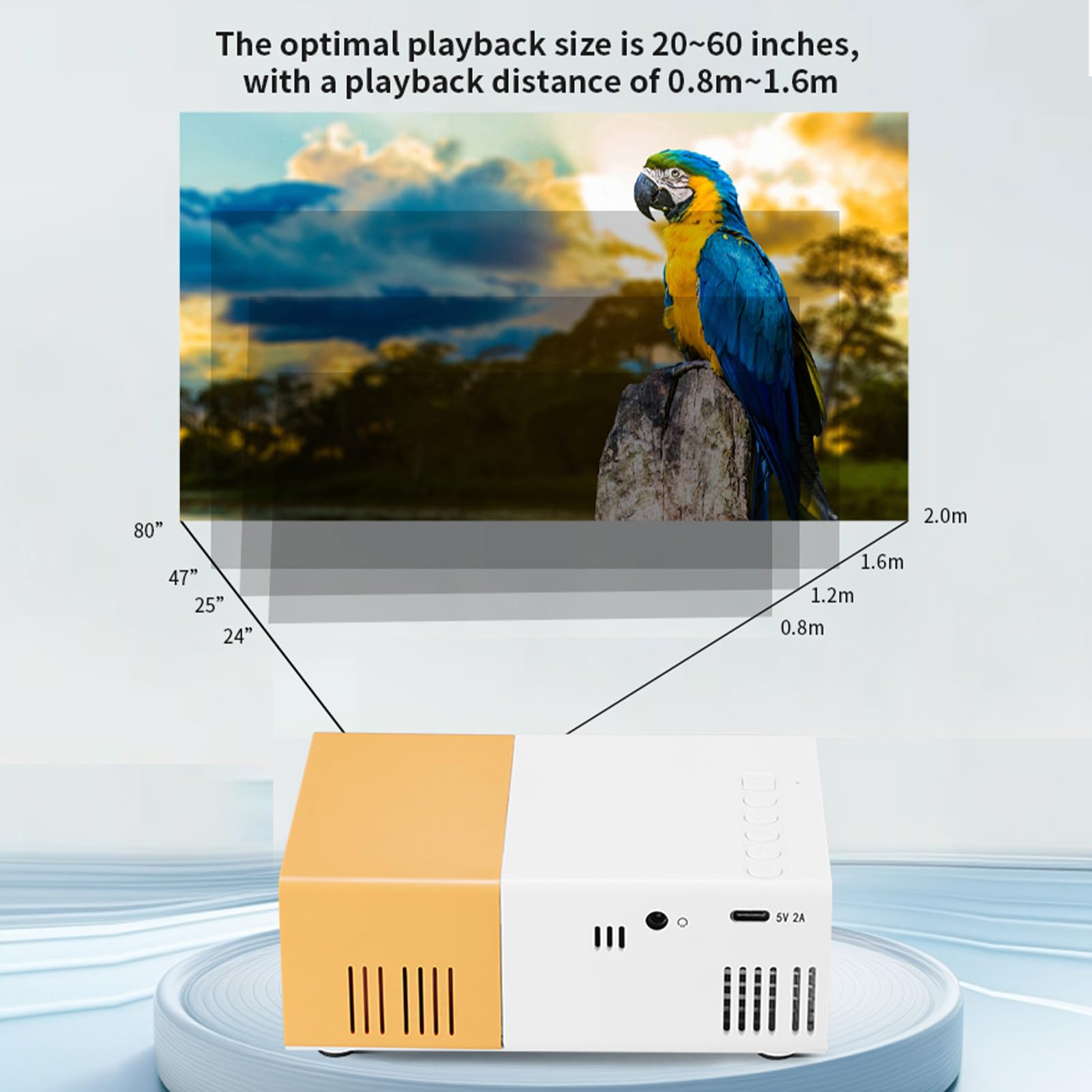 Mini Proiettore Portatile 1080p 6000Lm, Proiettore Intelligente per Home Theater, Gaming e Viaggi con Correzione Automatica, Altoparlanti Stereo e Compatibilità HDMI/USB