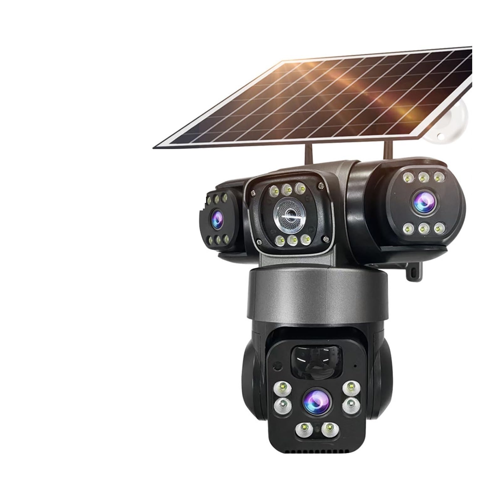 Oshpmbdlyfj 12Mp 4G Cam 6K 12Mp 4G Sim Solar Camera Outdoor 3 Lens 3 Screen Surveillance Cctv Ptz Human Detect Auto Tracking Solar Security Camera(12Mp 4G Cam)