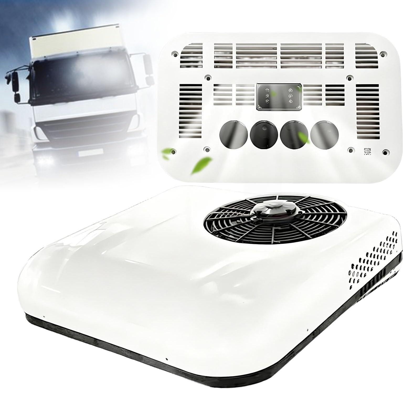 ROGHA RV Rooftop Air Conditioners, RV Air Conditioner for Cooling and Heating, Dual Fan RV Air Conditioning Unit for RVs, Trucks, Trailer, Camper, Van, Etc White-12V