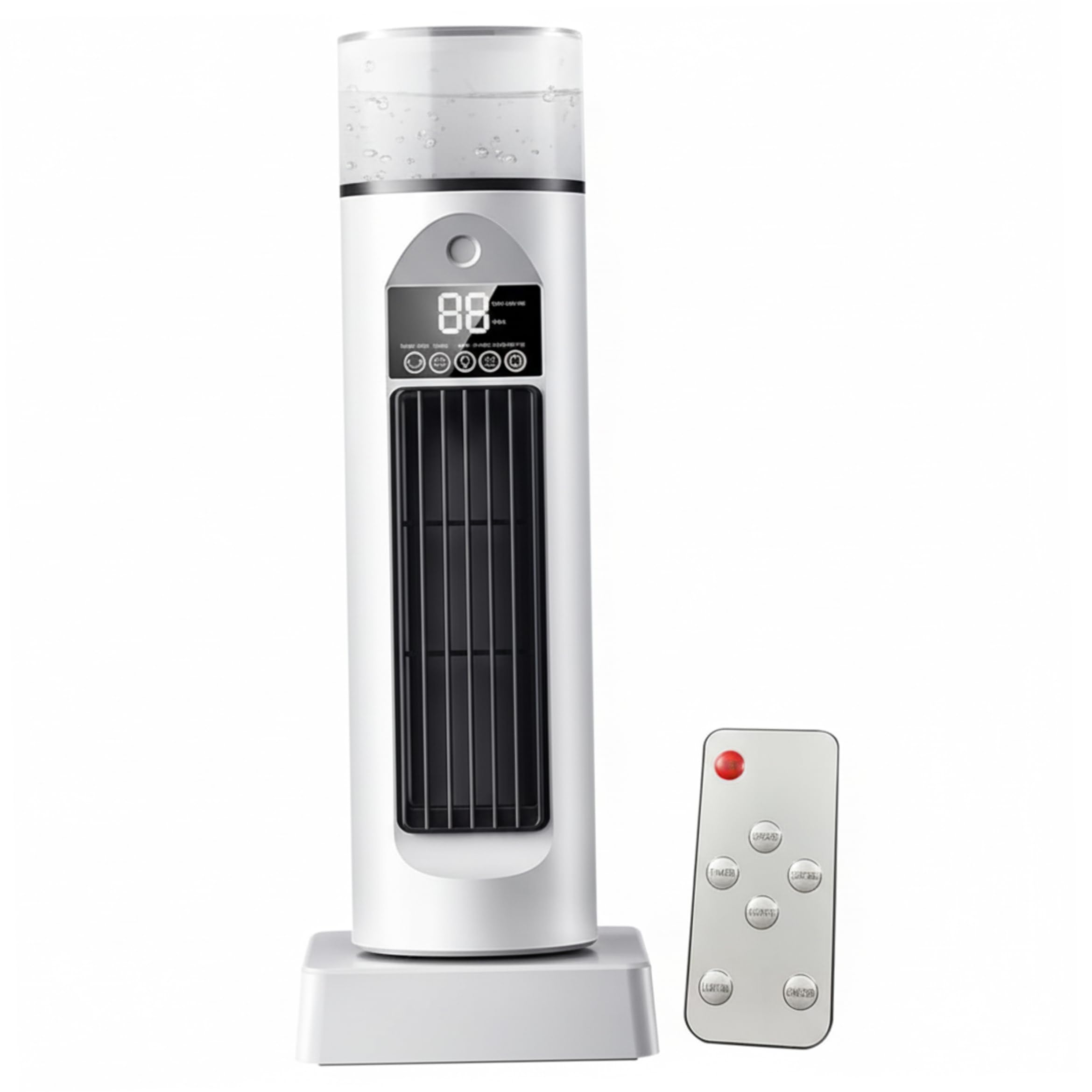 Ameble Tower Fan White Remote Control [English Color Box] Bladeless Oscillating Tower Fan Portable Air Conditioning Fan With Mist Function For Bedroom Usb Desktop Cooling Fans With Remote Control - White