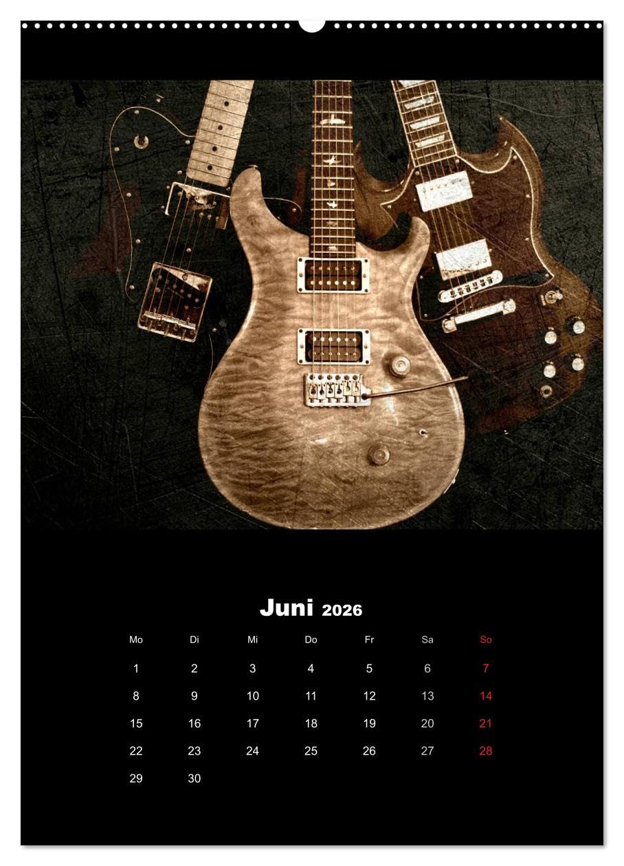 Vintage Gitarren (Wandkalender 2026 DIN A2 hoch), CALVENDO Monatskalender: Gitarren im Vintage-Style in Szene gesetzt