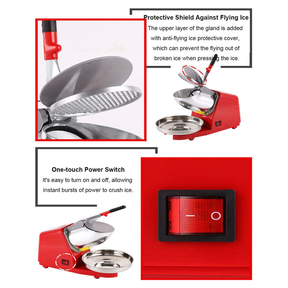 Rasoio Per Ghiaccio Aggiornato (Doppie Lame/Doppie Coperture/Doppie Scanalature/Tubo Di Scarico), Tritaghiaccio, Creatore Di Coni Di Neve, 85 Kg/H, 2200 Giri/Min,Per Uso Domestico E Commerciale,C