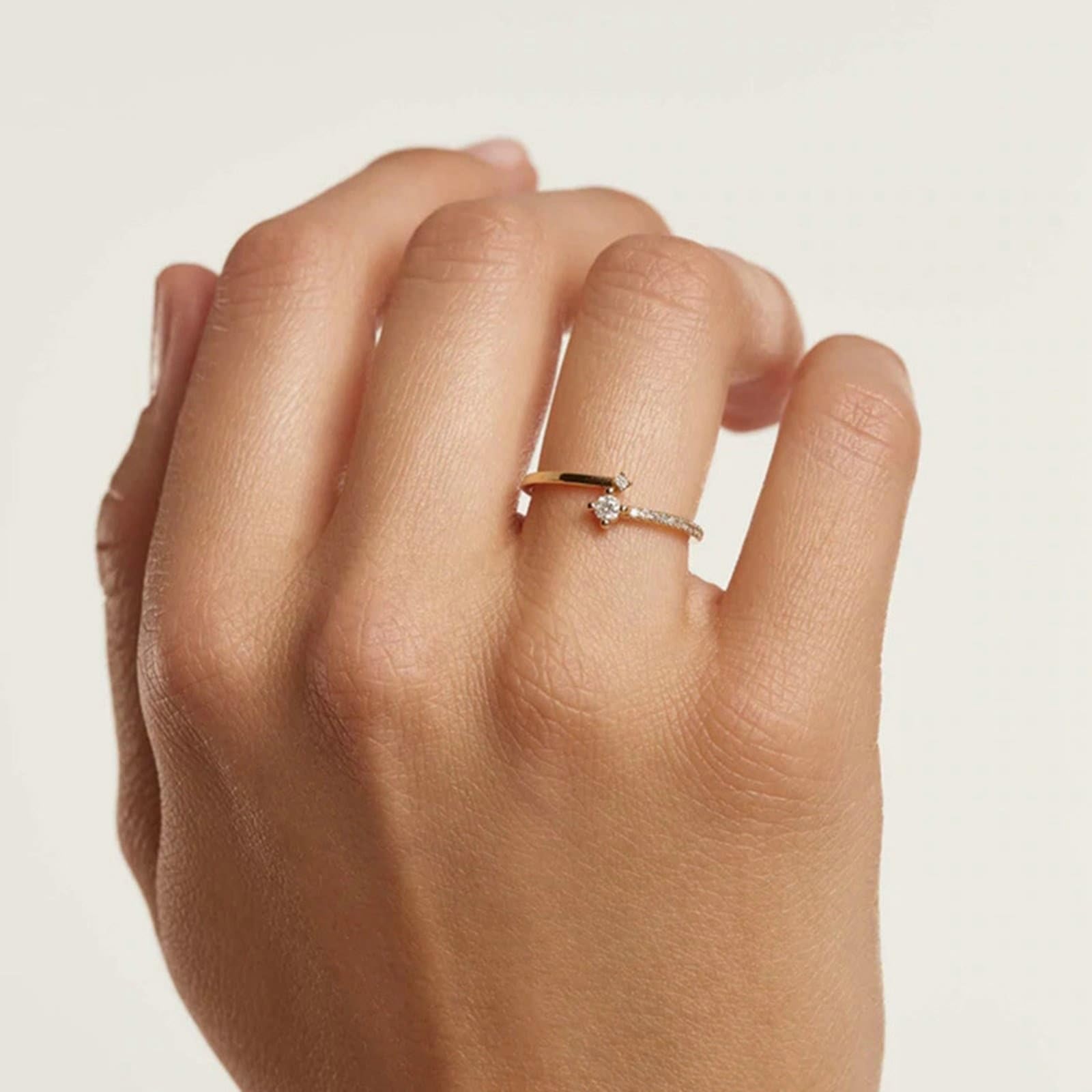 KnSam 9K/14K Gold Eheringe Echter Schmuck, Moissanit Pärchen Ringe Au375/ 585 Gold, Elegant Ewigkeitsring Memoirering Ring, Gr.47-62