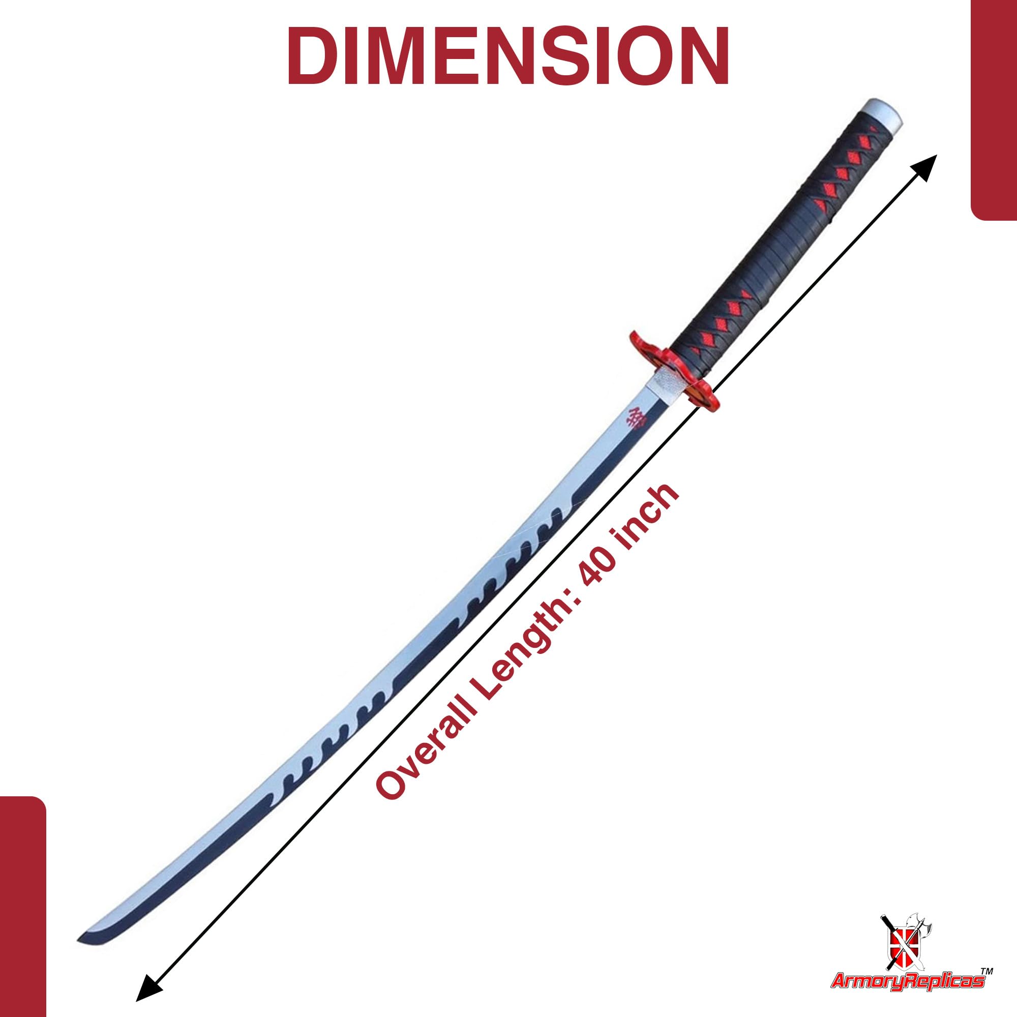 Armory Replcias Tanjiro Kamado Nichirin Blade Black Katana Sword – Premium Replica, Design for Collectors and Anime Fans