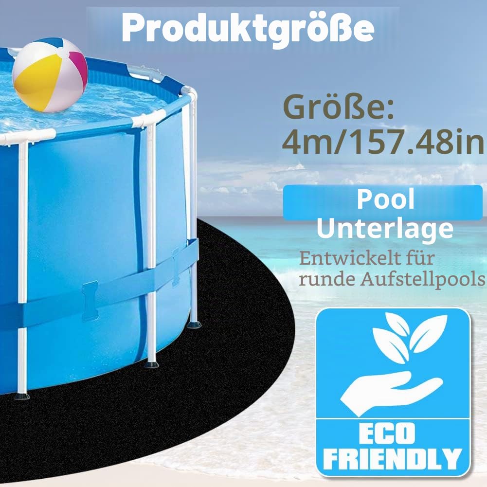 Pool Bodenplane Runden 4m/13.12ft Poolunterlage Bodenschutzplane Swimmingpool Bodenfolie Pool Unterlage Unterlegmatte Bodenschutzplane Bodenplane für Easy Set und Frame Pools, Rund