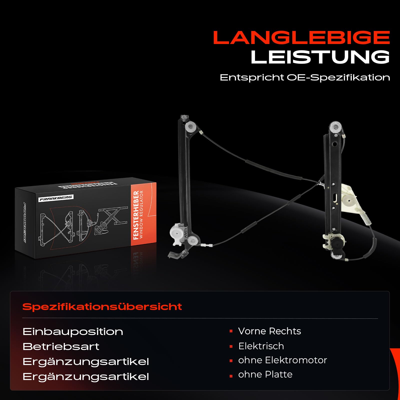 Frankberg Fensterheber ohne Motor Vorne Rechts Kompatibel mit 1er E81 116 118 120 123 130 2006-2011 1er E87 118 2007-2011 1er Coupe E82 118 120 123 125 135 2007-2013 Replace# 51337165596