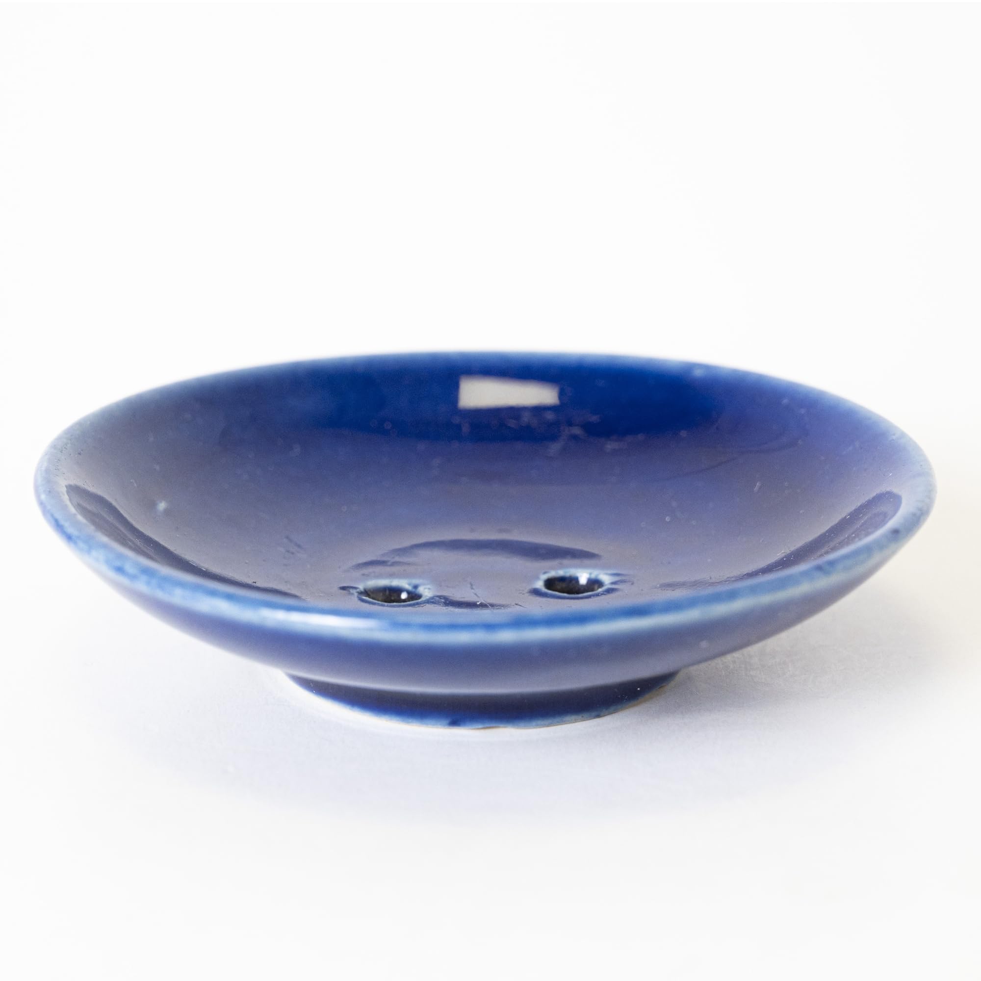 KALAKRITI Glossy Royal Blue Round Ceramic Soap Dish (Pack of 1) | Soap Holder with Drainage Holes for Bathroom, Wash Basin, Vanity Counter & Shower | Soap Case for Home, Office, Cafe & Hotels-image-11