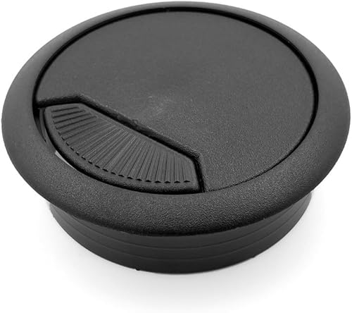 Miniatura 2 de Modket M4327-51-BK-3 - Cubierta de agujero organizador de cables de computadora de 2 pulgadas, ojal de plástico negro para escritorio, paquete de 3