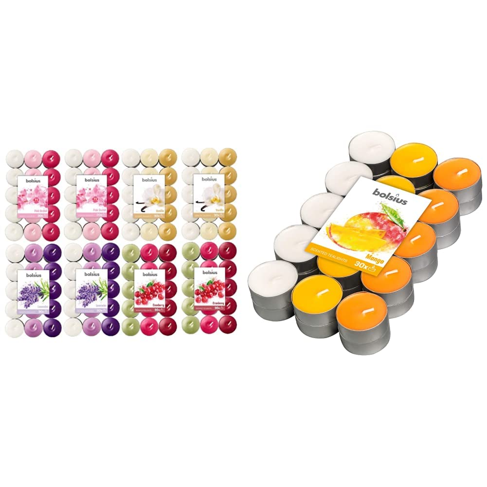 Bolsius Multicolor Tealight Profumate - Fragranza Lavanda - Set di 30 Pezzi - 3