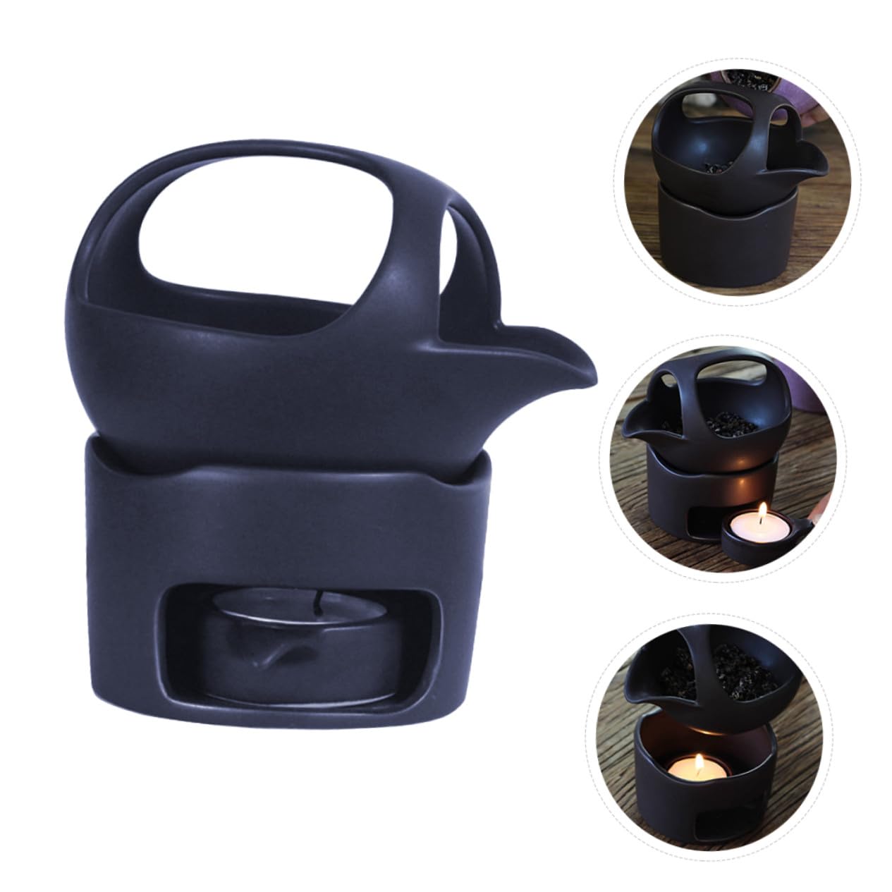 TOYANDONA Mini Tetera y Infusionar Té Marrón Ligera y Portátil de Cerámica Soporte para Vela, Herramienta Práctica para Hornear en Casa