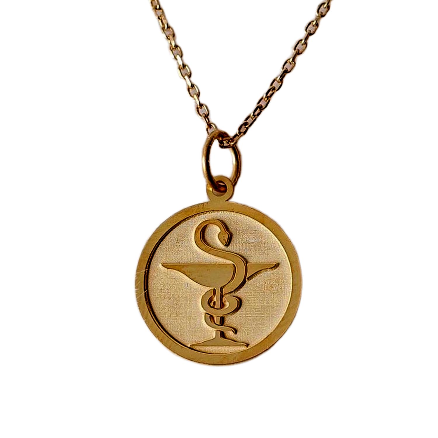 Collier pendentif pièce gravée symbole médical LKBEADS en argent plaqué or - 3