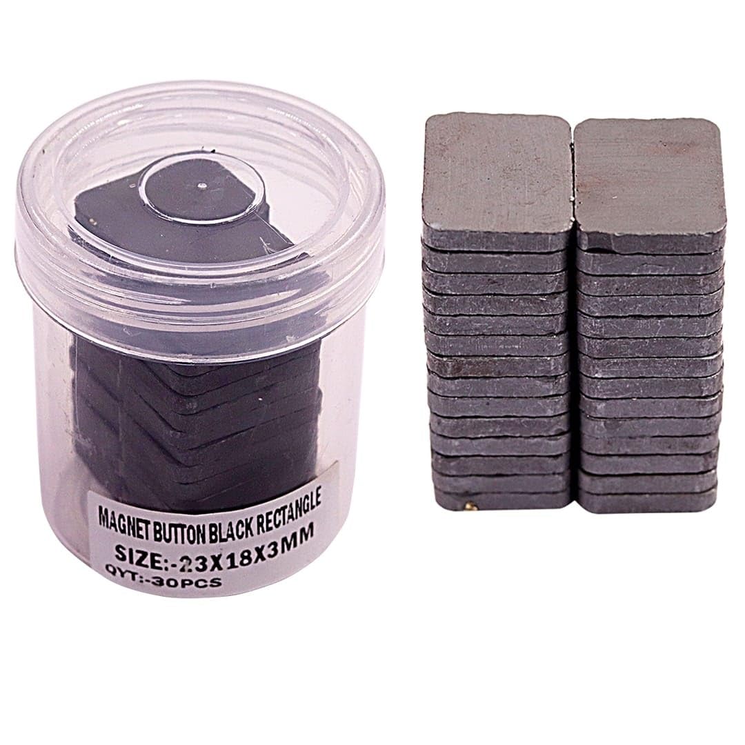 AadyaCrafts Rectangle Black Magnets Button 23mm x 18mm x 3mm Thick, Pack of 30pcs Uses for Home, Office, Craft, Hobby and Product Manufacturing, Fridge Magnets, whiteboard Magnets, Stick Notes