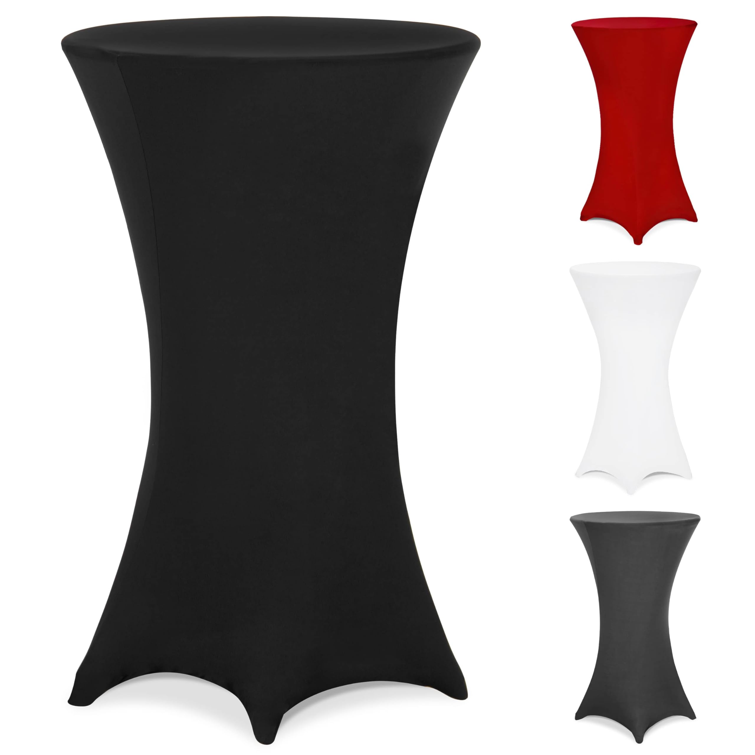 Deuba Copritavolo Stretch Per Tavoli Alti Rotondi Lavabile 30°C Piedi Rinforzati Tanti Colori E Misure Ø 70 Cm Nero-image