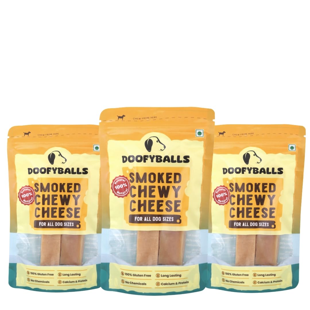 Doofyballs Smoked Cheese Chew Bars | Long Lasting Chew Bars | 100% Natural & Preservative Free | Calcium & Protein Rich Gluten Free Chew Bars Yak Milk | Pack of 3 (B0CVRWGQV1) Amazon Price History, Amazon Price Tracker