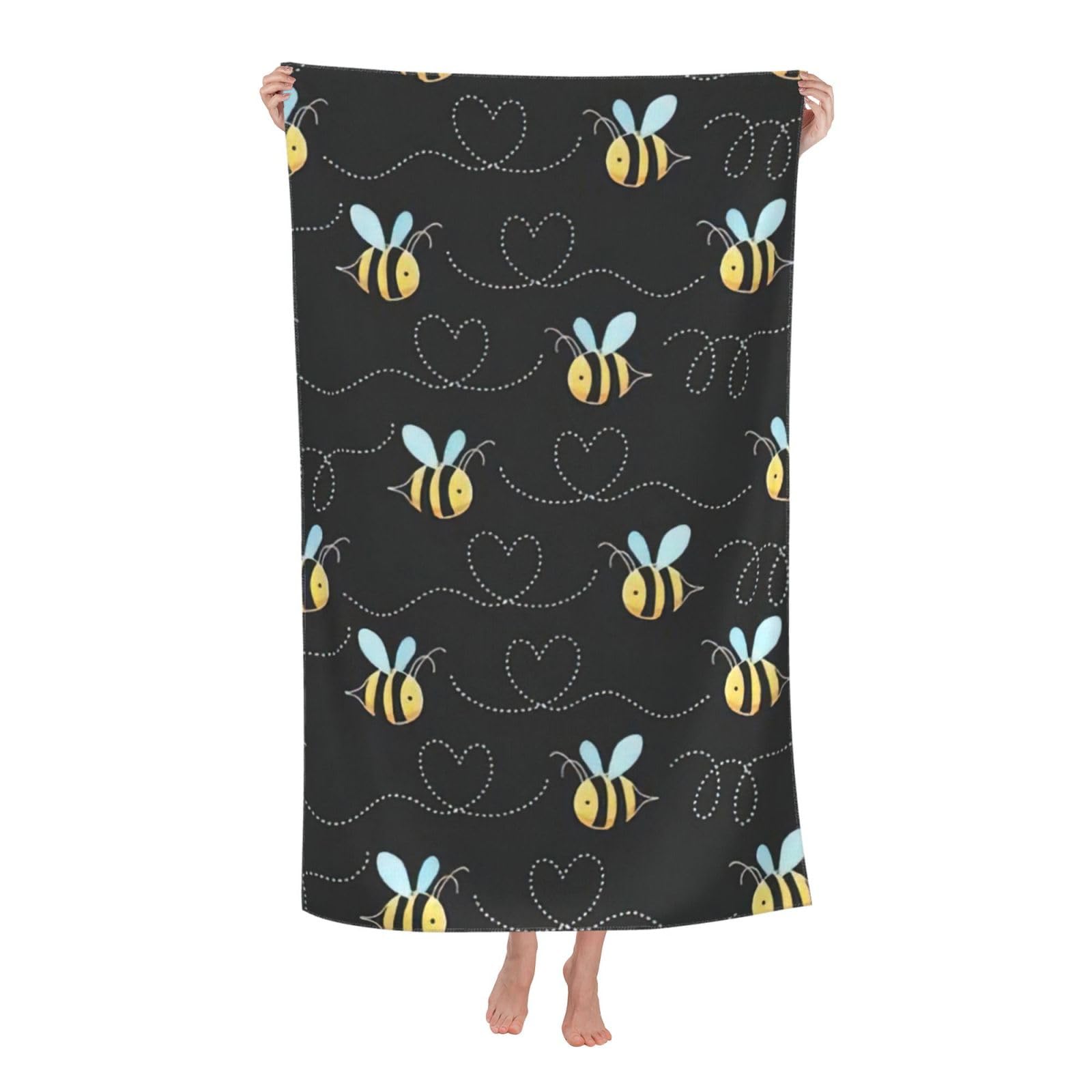 NImongt Bee Flying Print Oversized Adult Beach Towel For Travel Weekend Getaways Festivals Camping Trips